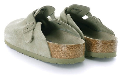 Birkenthtstock Boston Soft Footbed Suede Leather Sandals 'Faded Khaki' 1019054