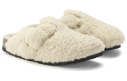 (WMNS) Birkenthtstock Boston Big Buckle Shearling Narrow Fit 'Eggshell' 1025664