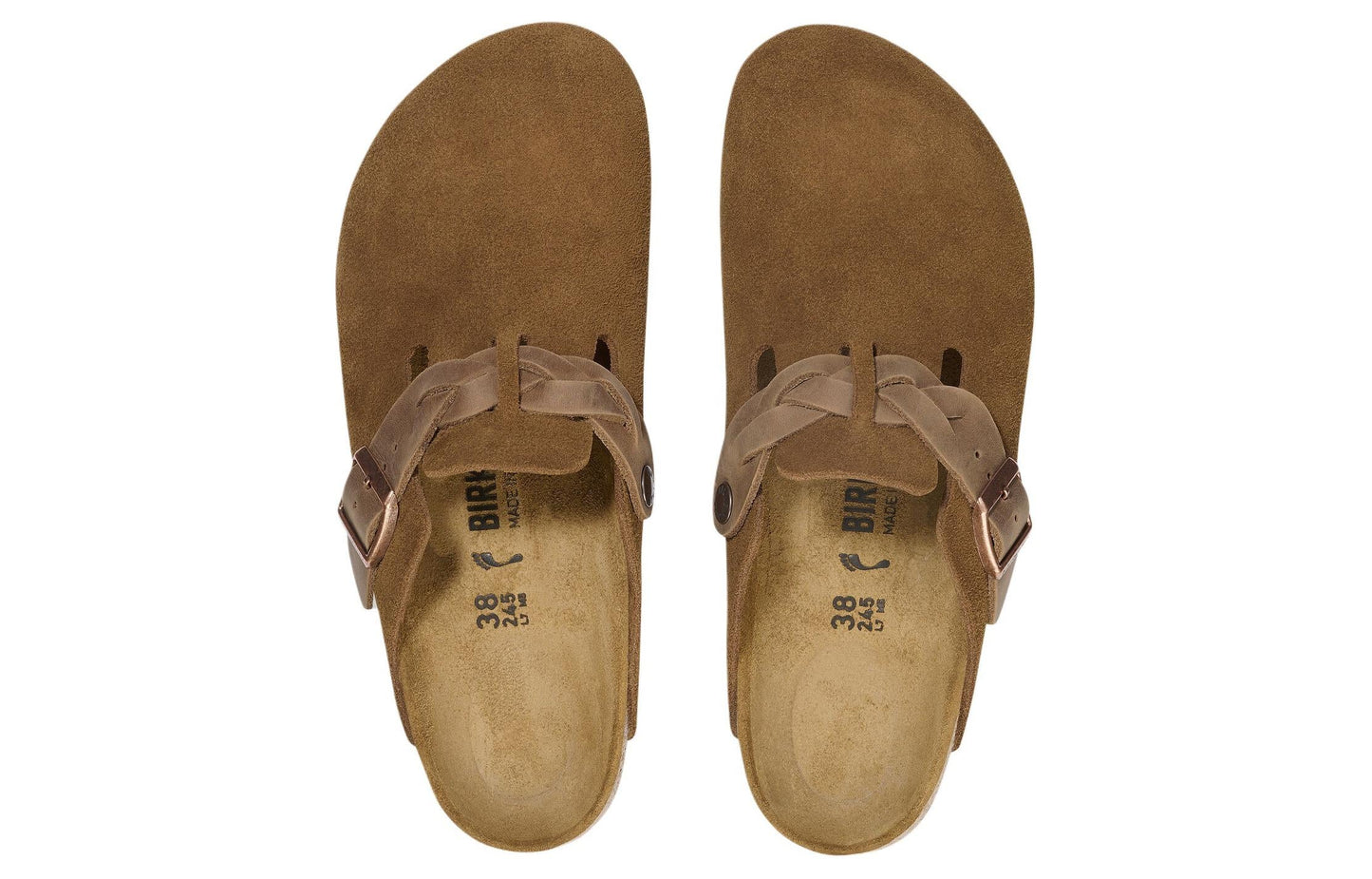 Birkenthtstock Boston Braided Suede Leather Narrow Fit Sandals 'Mink' 1026713