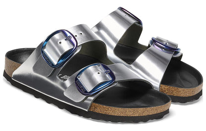 (WMNS) Birkenthtstock Arizona Big Buckle Natural Leather Narrow Fit 'Metalic Silver' 1025357