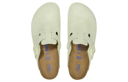 Birkenthtstock Boston Soft Footbed Suede Leather Narrow Fit Sandals 'Faded Lime' 1027678