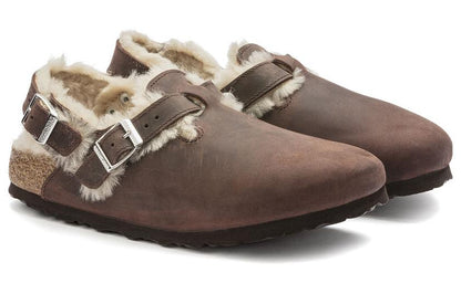 (WMNS) Birkenthtstock Tokio Shearling Oiled Leather 'Habana' 1023222