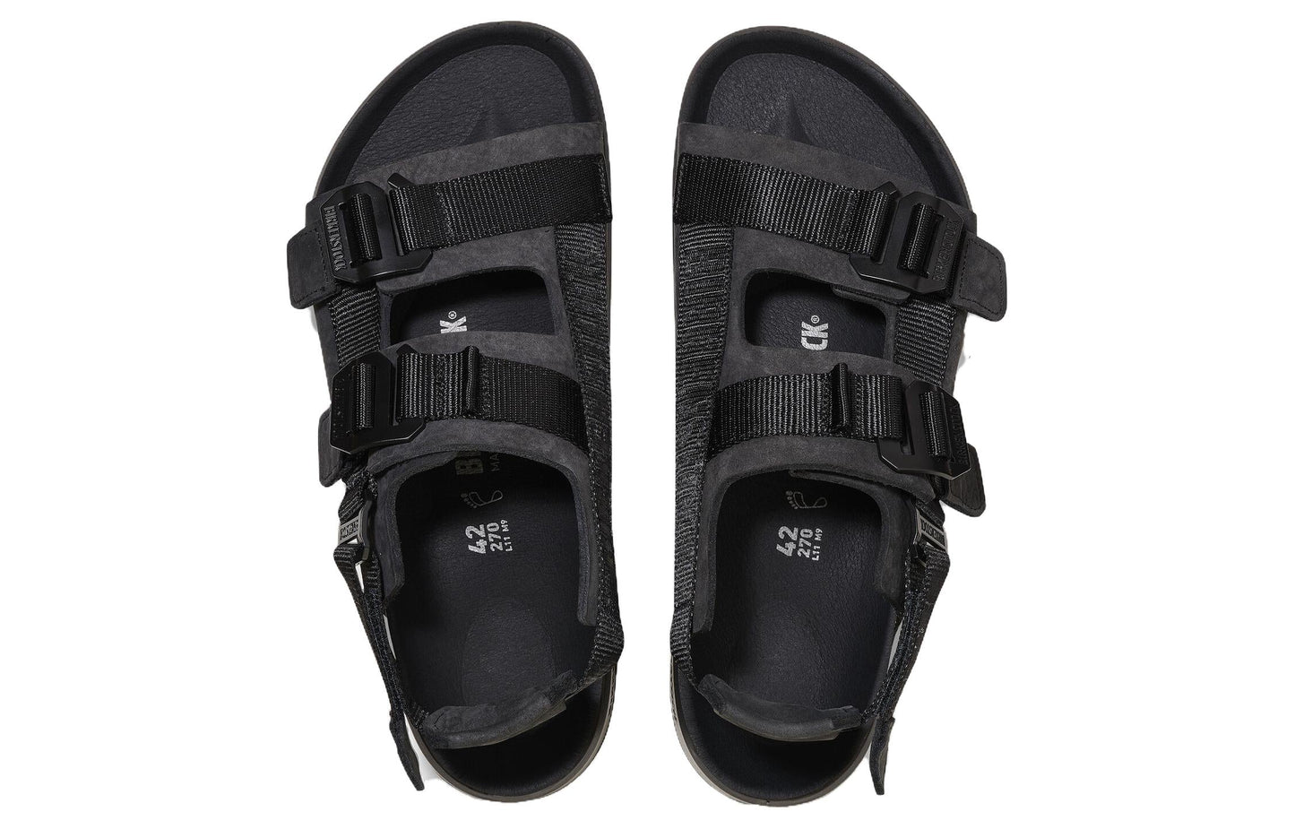Birkenthtstock Shinjuku Natural Leather Textile Sandals 'Black' 1024599