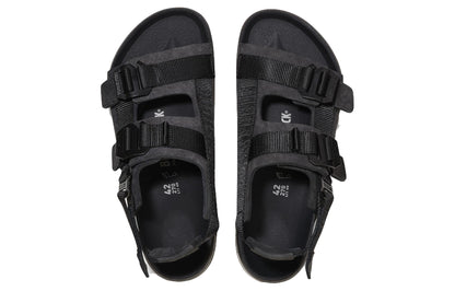 Birkenthtstock Shinjuku Natural Leather Textile Sandals 'Black' 1024599