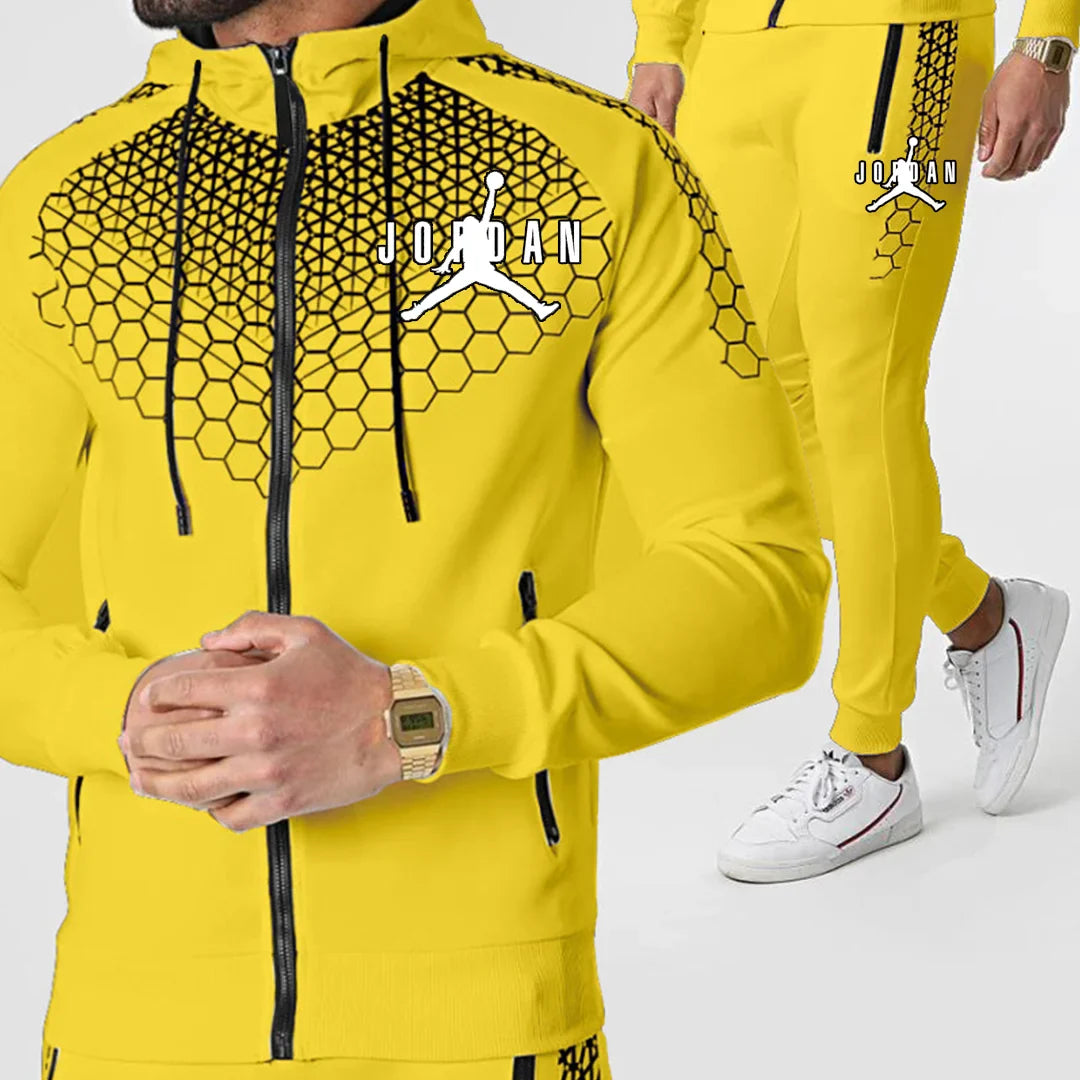 plus cashmere men's electronic honeycomb spring and autumn sports suit