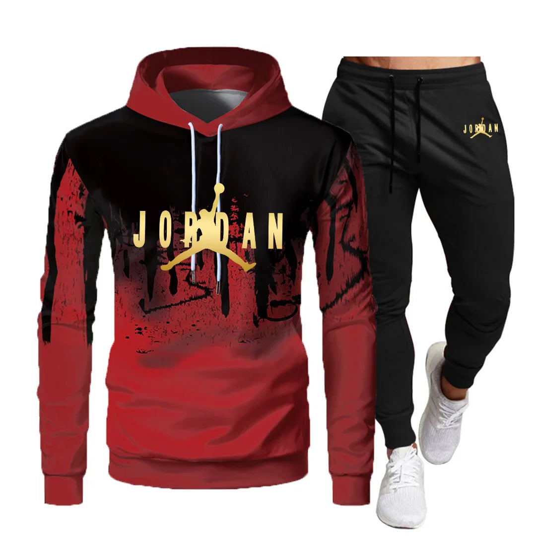 autumn and winter new fleece splashed ink 3D hooded sweater