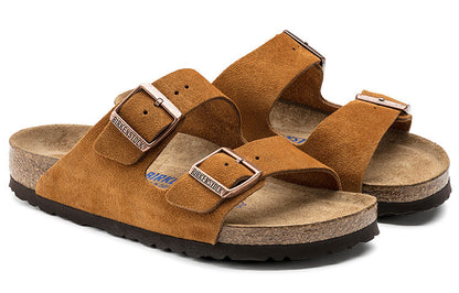 Birkenthtstock Arizona Soft Footbed Suede Leather Narrow Fit Slides 'Mink' 1009527