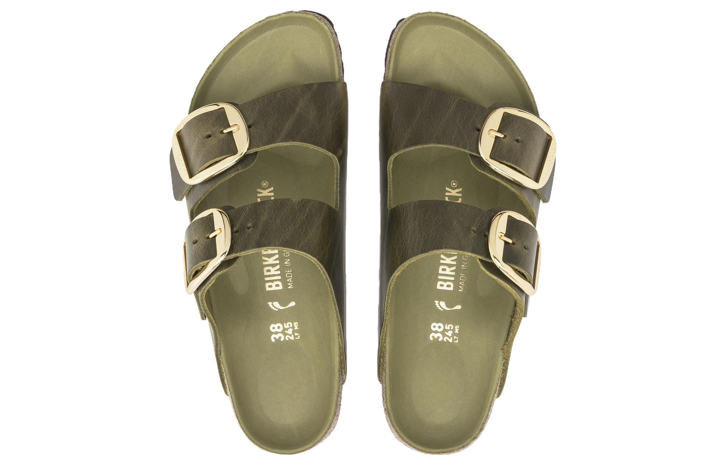 (WMNS) Birkenthtstock Arizona Big Buckle Natural Leather Oiled Narrow Fit 'Olive Green' 1024130