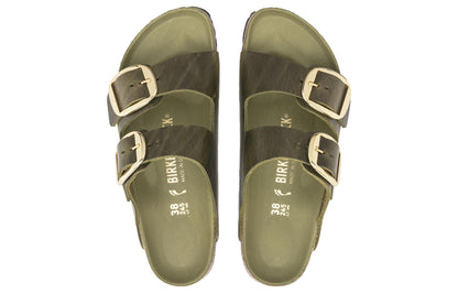 (WMNS) Birkenthtstock Arizona Big Buckle Natural Leather Oiled Narrow Fit 'Olive Green' 1024130
