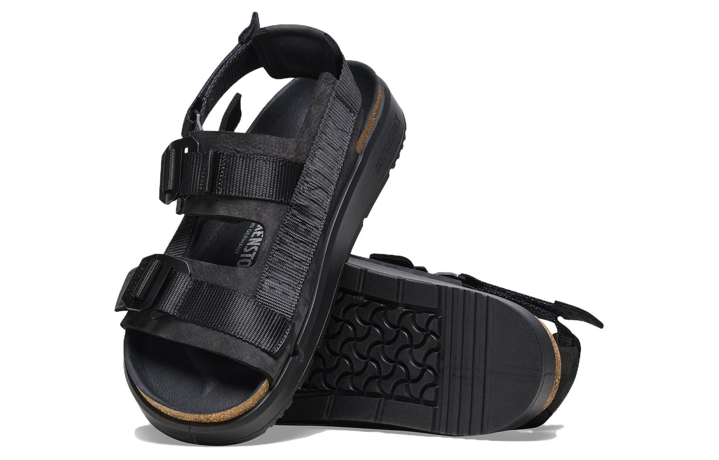 Birkenthtstock Shinjuku Natural Leather Textile Sandals 'Black' 1024599