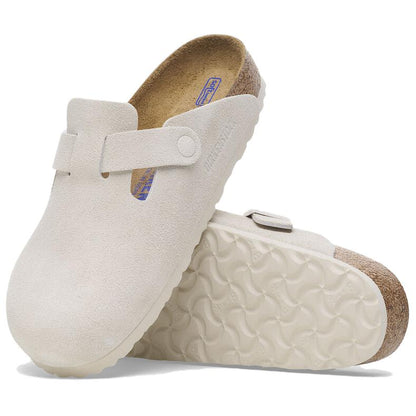 Birkenthtstock Boston Soft Footbed Suede Leather Sandals 'Antique White' 1027667