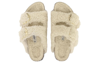 Birkenthtstock Arizona Big Buckle Shearling Narrow Fit 'Teddy Eggshell' 1023130