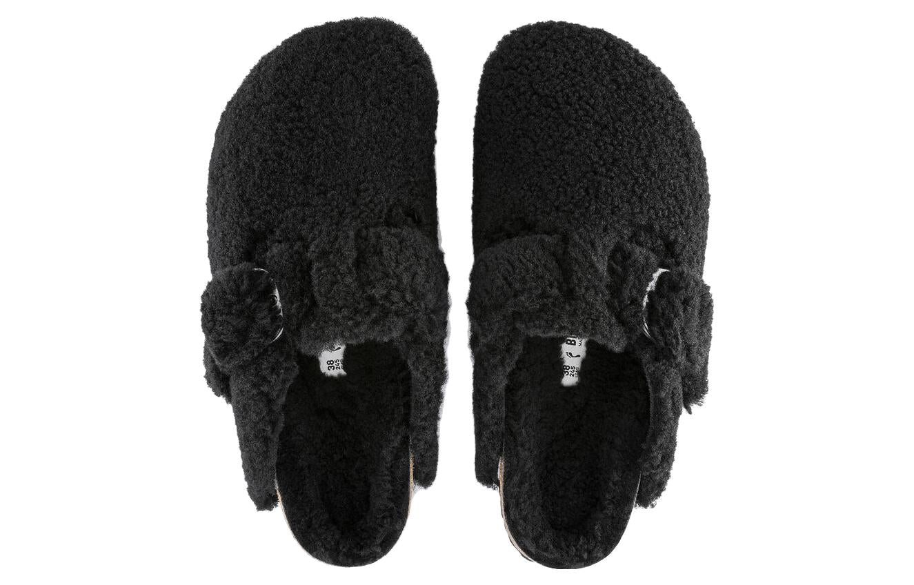(WMNS) Birkenthtstock Boston Big Buckle Shearling Narrow Fit 'Black' 1025700