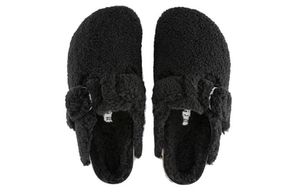 (WMNS) Birkenthtstock Boston Big Buckle Shearling Narrow Fit 'Black' 1025700