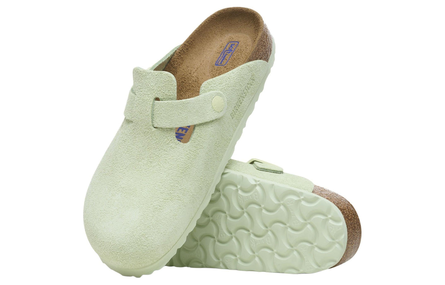 Birkenthtstock Boston Soft Footbed Suede Leather Narrow Fit Sandals 'Faded Lime' 1027678