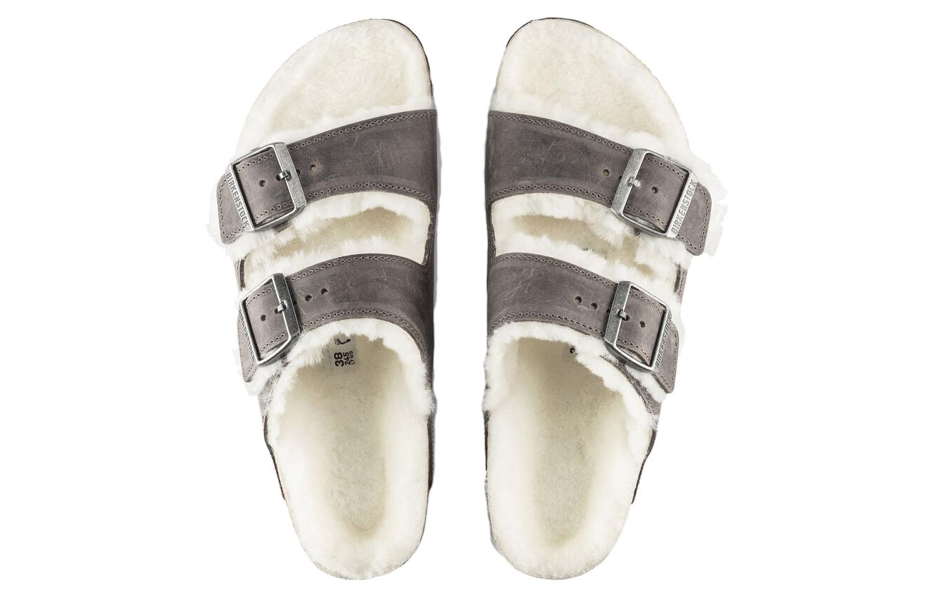 Birkenthtstock Arizona Shearling Waxy Leather Oiled 'Iron' 1021067