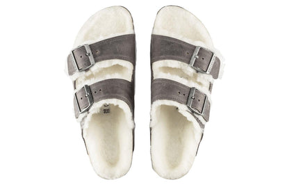 Birkenthtstock Arizona Shearling Waxy Leather Oiled 'Iron' 1021067