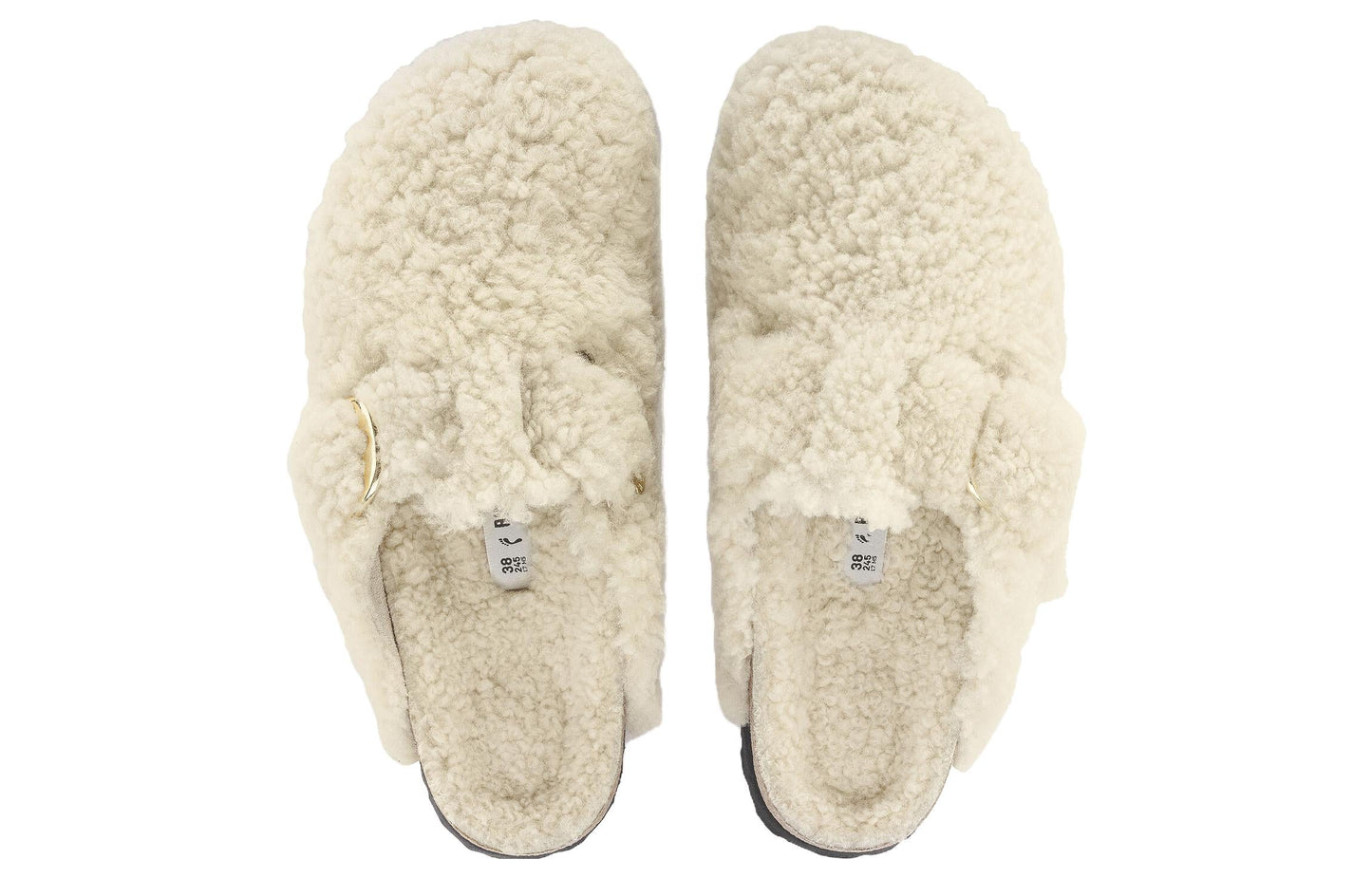 (WMNS) Birkenthtstock Boston Big Buckle Shearling Narrow Fit 'Eggshell' 1025664