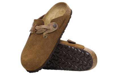 Birkenthtstock Boston Braided Suede Leather Narrow Fit Sandals 'Mink' 1026713