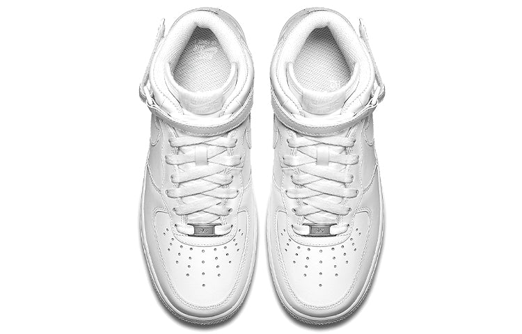 (WMNS) Nithtke Athtir Forthtce 1 Mid 07 Leather 'Triple White' 366731-100