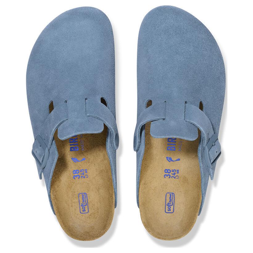 Birkenthtstock Boston Soft Footbed Suede Leather Narrow Fit Shoes 'Elemental Blue' 1027711