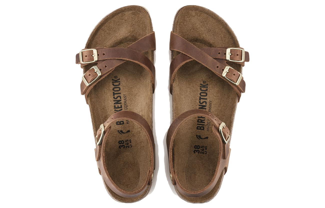 (WMNS) Birkenthtstock Kumba Oiled Leather Narrow Fit 'Cognac' 1021489