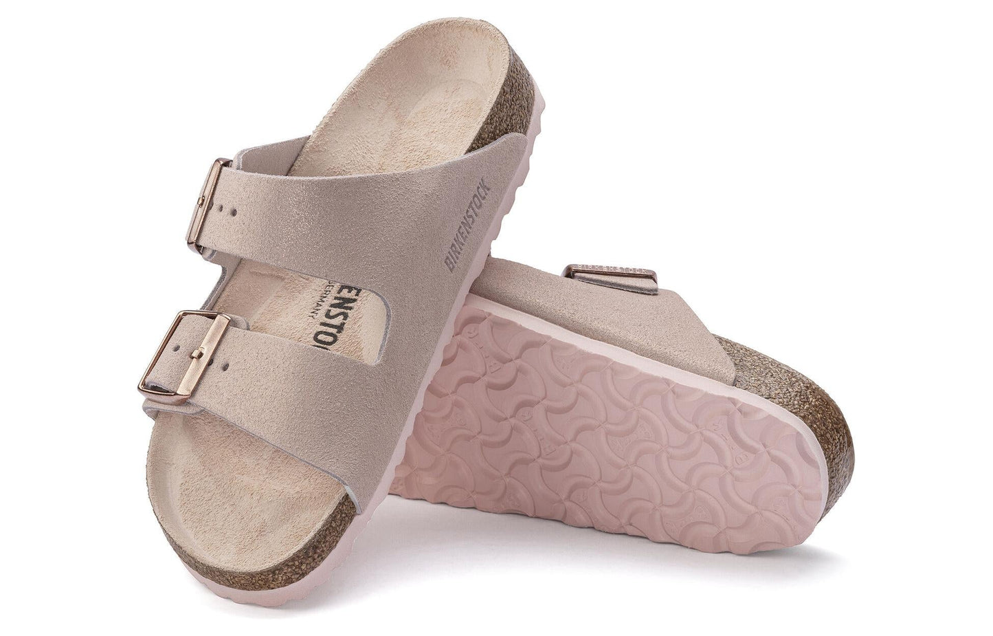 Birkenthtstock Arizona Suede Leather Sandals 'Light Rose' 1023535