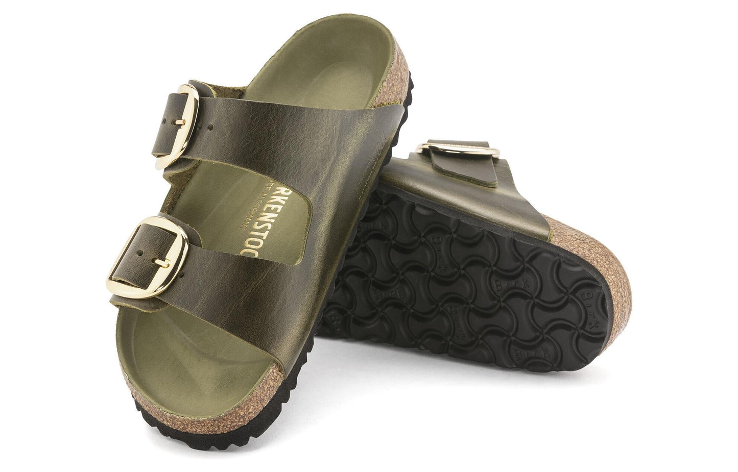 (WMNS) Birkenthtstock Arizona Big Buckle Natural Leather Oiled Narrow Fit 'Olive Green' 1024130