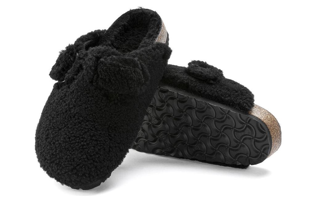 (WMNS) Birkenthtstock Boston Big Buckle Shearling Narrow Fit 'Black' 1025700