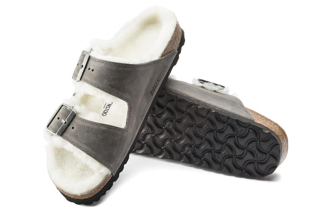 Birkenthtstock Arizona Shearling Waxy Leather Oiled 'Iron' 1021067
