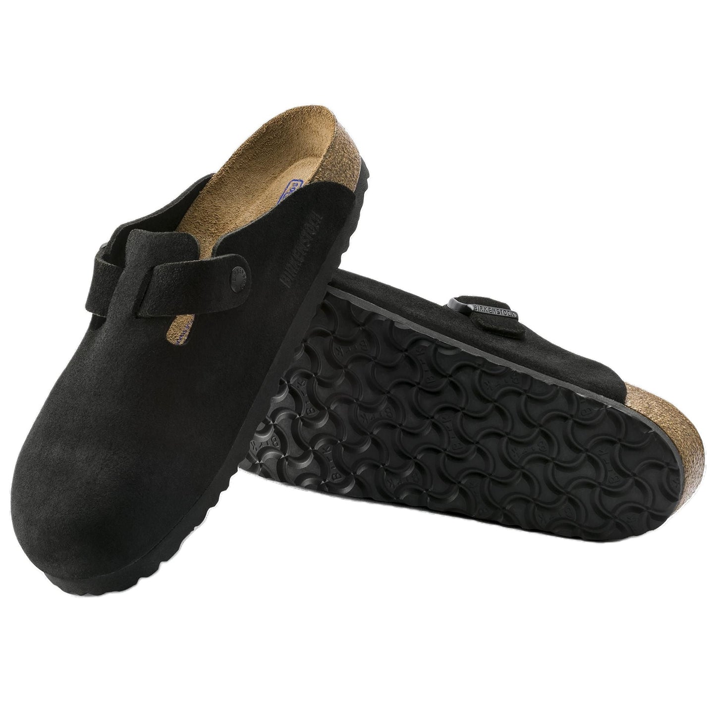 Birkenthtstock Boston Soft Footbed Suede Leather Sandals 'Black' 0660471