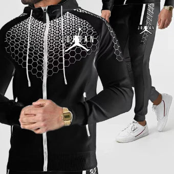 plus cashmere men's electronic honeycomb spring and autumn sports suit