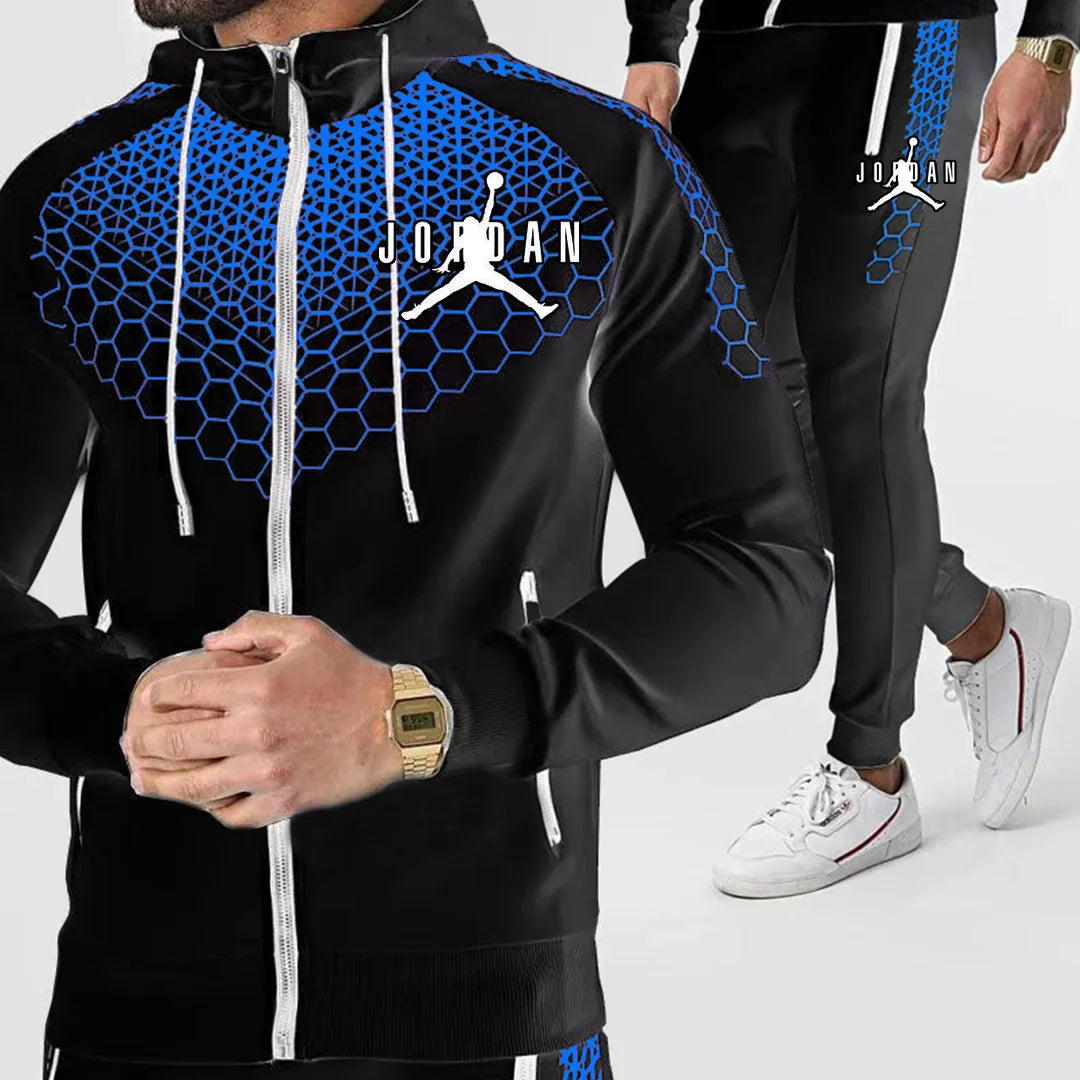 plus cashmere men's electronic honeycomb spring and autumn sports suit
