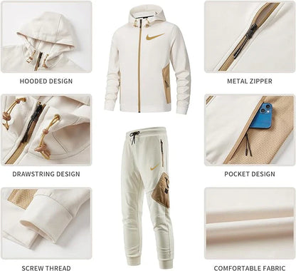 Men's Long Sleeve Hoodie Tracksuits Set