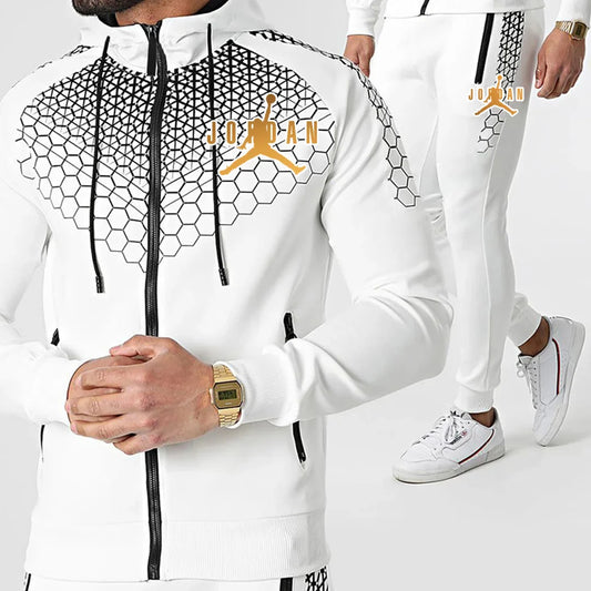 plus cashmere men's electronic honeycomb spring and autumn sports suit