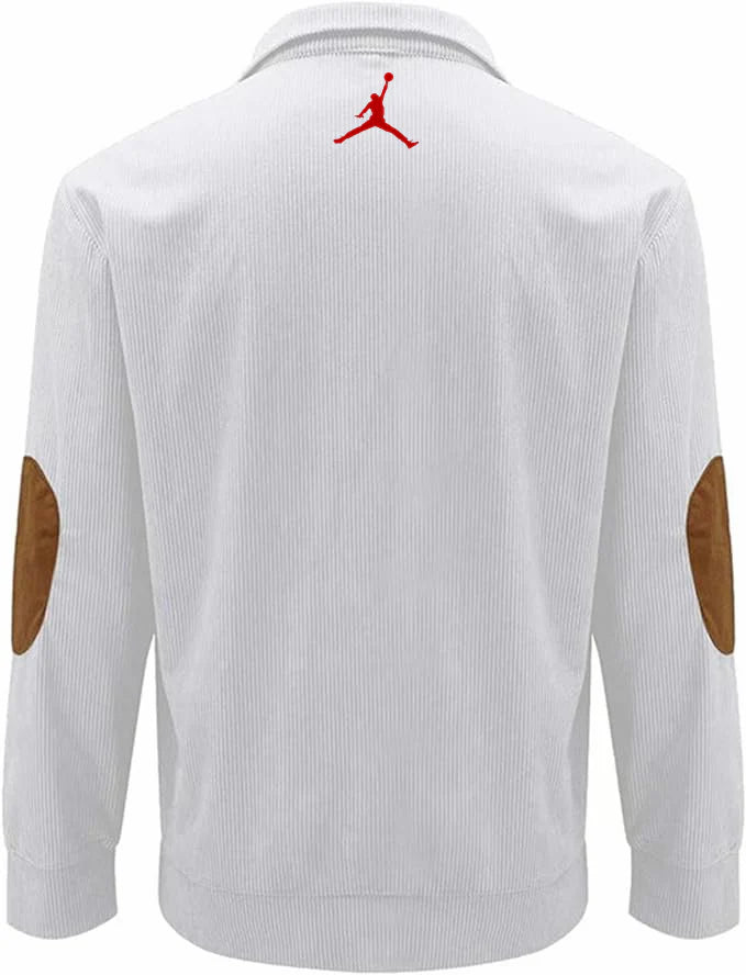 Mens Corduroy Lapel Collar Button Up Pullover