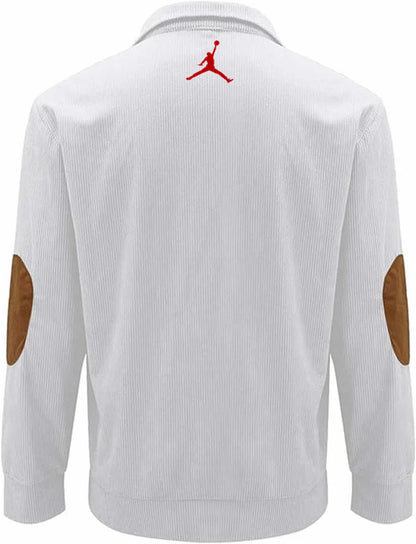 Mens Corduroy Lapel Collar Button Up Pullover