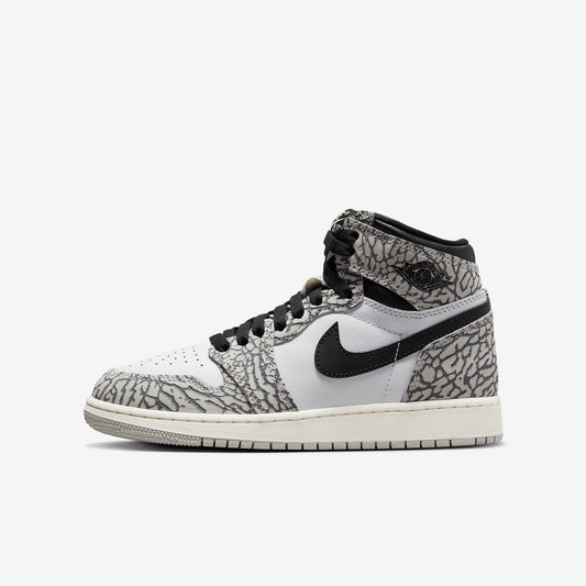 (GS) Aithtr Jordthtan 1 Retro High OG 'White Cement / Elephant Print' (2023) FD1437-052
