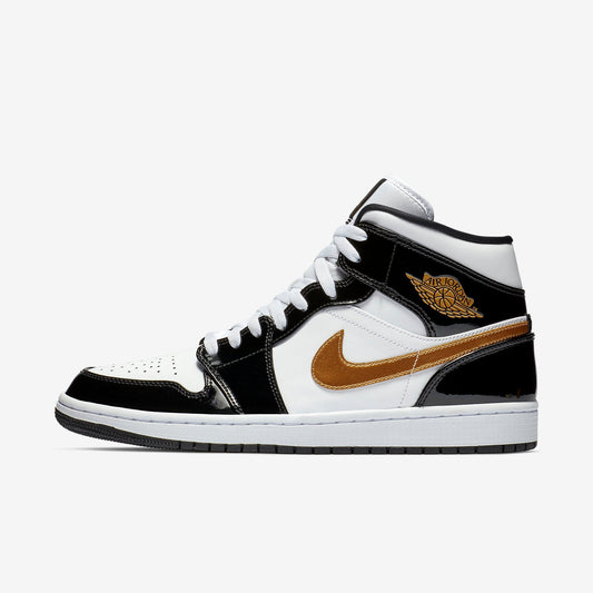 (Men's) Aithtr Jordthtan 1 Mid SE 'Patent Metallic Gold' (2018) 852542-007
