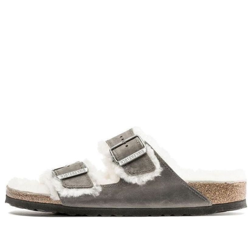 Birkenthtstock Arizona Shearling Waxy Leather Oiled 'Iron' 1021067