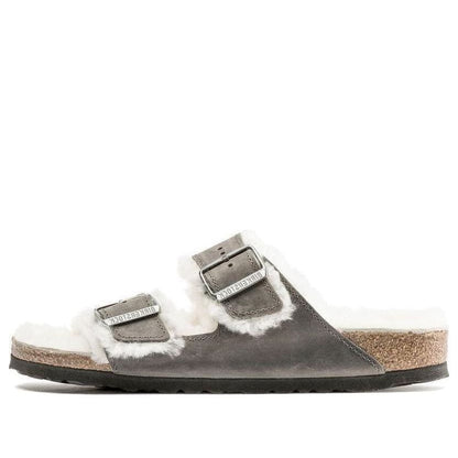 Birkenthtstock Arizona Shearling Waxy Leather Oiled 'Iron' 1021067