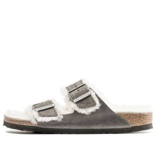 Birkenthtstock Arizona Shearling Waxy Leather Oiled 'Iron' 1021067