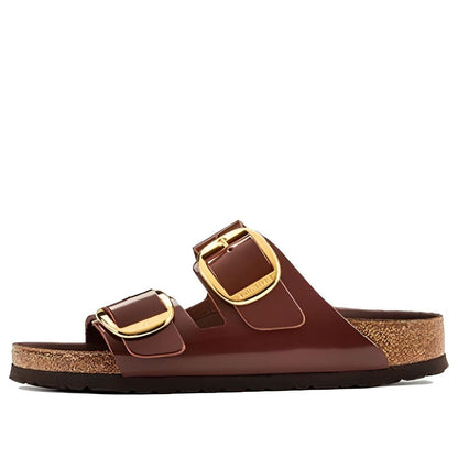 (WMNS) Birkenthtstock Arizona Big Buckle Natural Leather Patent 'Clay Dark brown' 1021388
