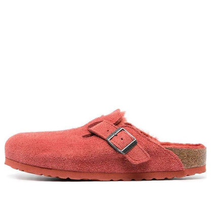 (WMNS) Birkenthtstock Boston Shearling Suede Leather Narrow Fit 'Sienna Red' 1025669
