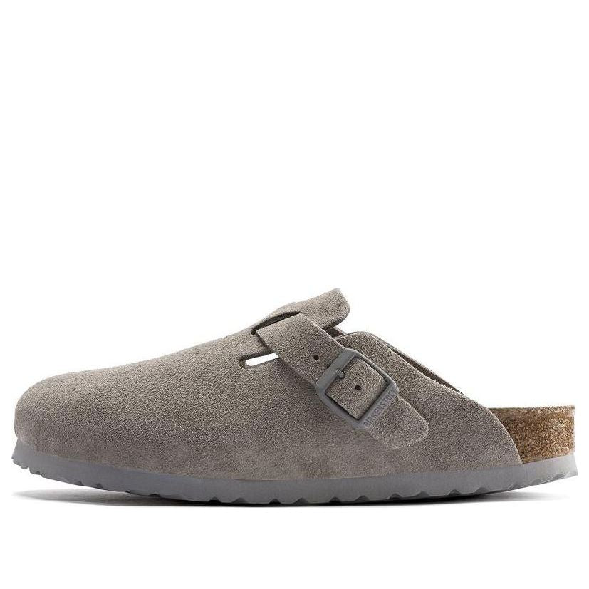 Birkenthtstock Boston Soft Footbed Suede Leather 'Stone Coin' 1020526