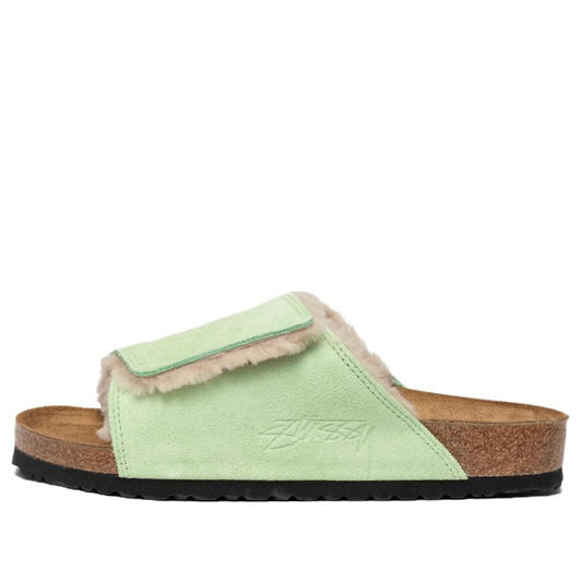 Birkenthtstock x Stussy Solana Shearling Slide 'Washed Green' 1027695