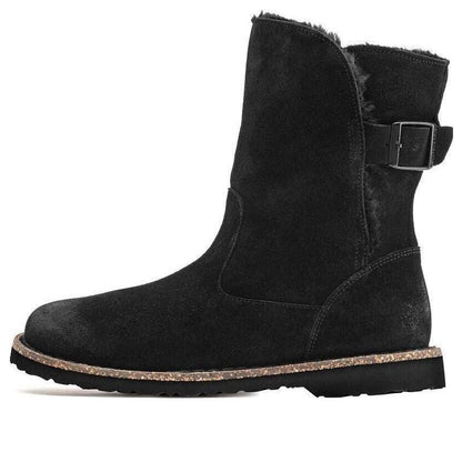 (WMNS) Birkenthtstock Uppsala Shearling Suede Leather Narrow Fit 'Black' 1020658