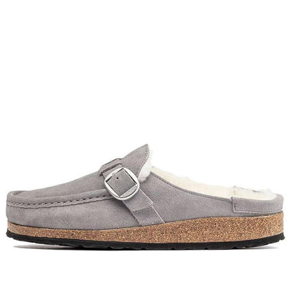 (WMNS) Birkenthtstock Buckley Shearling Suede Leather Narrow Fit Sandals 'Whale Gray' 1020671