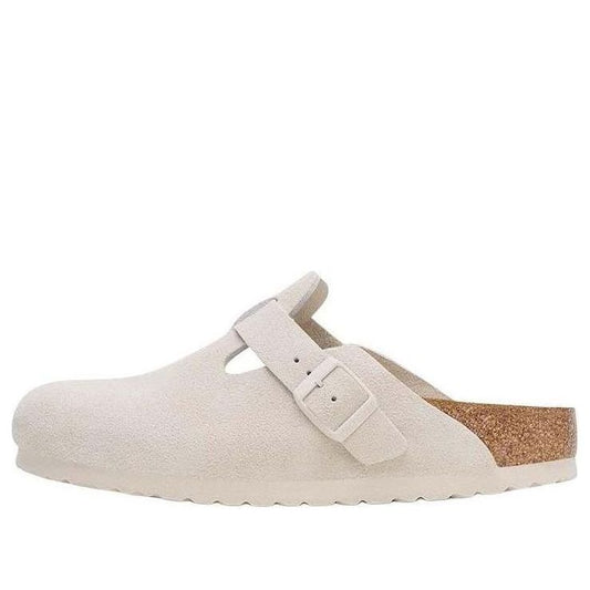 Birkenthtstock Boston Soft Footbed Suede Leather Narrow Fit Sandals 'Antique White' 1027693