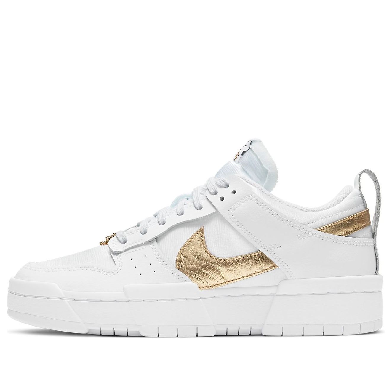 (WMNS) Nithtke Duthtnk Low Disrupt 'White Metallic Gold' DD9676-100